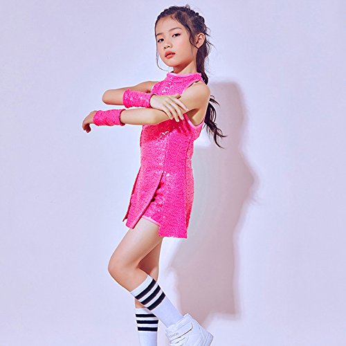 Traje de Baile de Lentejuelas para niñas Ropa de Baile de Hip Hop Conjunto de Traje de Vestido de Baile Brillante