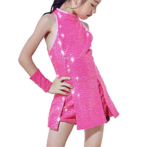 Traje de Baile de Lentejuelas para niñas Ropa de Baile de Hip Hop Conjunto de Traje de Vestido de Baile Brillante