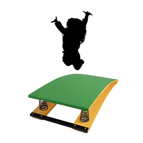 Trampolín De Gimnasia De Madera Dura Para Niños, Trampolín De Gimnasia Curvo Portátil, Equipo De Tablas De Resorte Deportivas Con 2 Resortes Para Escu(Size:2 springs/80*50cm/31.49*19.68in,Color:verde)