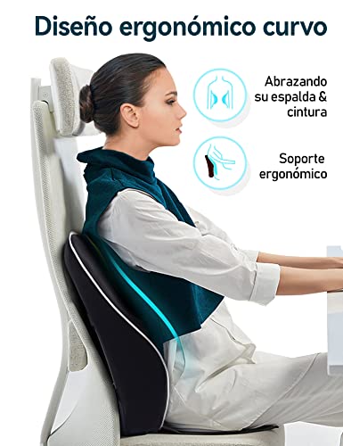 Travel Ease Cojín de Soporte Lumbar Ergonómico, Respaldo de Espuma Viscoelástica para Asiento de Automóvil, Silla de Oficina, Respaldo con Cubierta Antiestática y Correas Ajustables Dobles, Negro