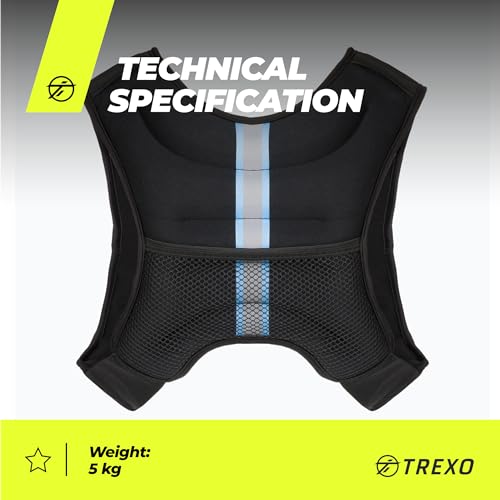 TREXO Chaleco Lastrado de 8kg Relleno de Bolas de Acero Chaleco de Peso con Correas Reflectantes Chaleco Running Ideal Chaleco Tactico de Fuerza para Calistenia o Crossfit Color Negro WV-08