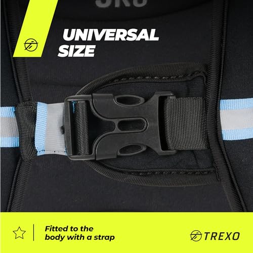 TREXO Chaleco Lastrado de 8kg Relleno de Bolas de Acero Chaleco de Peso con Correas Reflectantes Chaleco Running Ideal Chaleco Tactico de Fuerza para Calistenia o Crossfit Color Negro WV-08