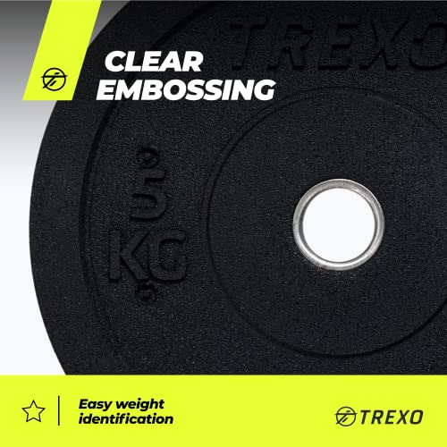 TREXO Discos Pesas Bumper Olímpicos de 20kg Discos Gym de Goma para Barra Olímpica de 50 mm de Diámetro Resistentes para Fitness para Entrenamiento de Fuerza para Crossfit para Gym en Casa TRX-BMP020