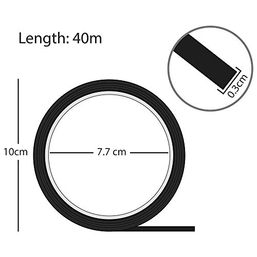 TRIXES 40m Cinta Negra Autoadhesiva para Pizarra Blanca (Cinta Cuadriculada/Rejilla/Tabla)