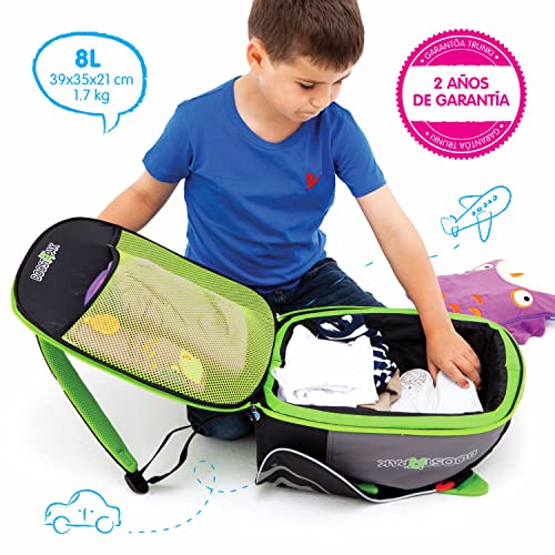 Trunki BoostApak Alzador Coche Niño – 2 en 1 Mochila y Elevador Coche Niño – Silla Coche Grupo 2-3 (Verde)