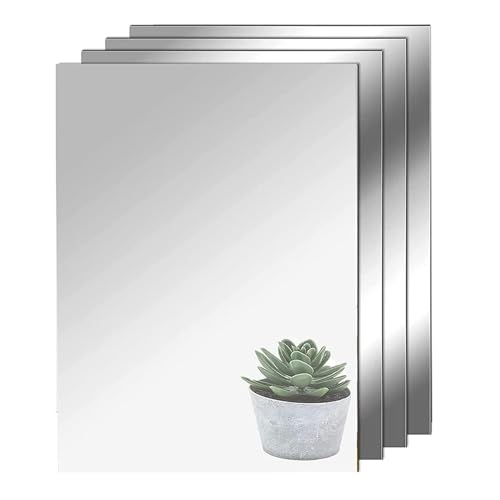 TSKDKIT 4 Piezas Espejos Adhesivos HD Sin Vidrio Espejo Acrílico 30 x 21cm Espejos de Pared Grandes sin Marco para Armarios Sala de Estar, Baño, Dormitorio