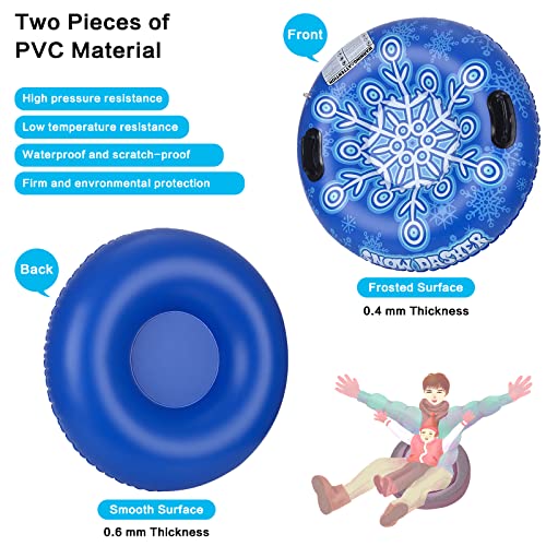 Tubo de Nieve Trineo inflable 90cm Tubo de nieve inflable de PVC Tubo de esquí inflable para adultos Anillo de esquí inflable azul con asas Juegos de deportes al aire libre de invierno Trineo de esquí