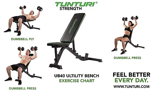 Tunturi UB40 Utility Bench Oblicuo Banco, Negro, 1