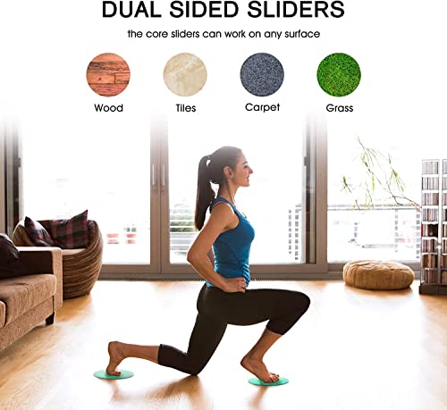 Tuokay 2 Piezas de Sliders de Ejercicio Discos Deslizantes para Fitness Abdominales, Discos Doble Cara Deslizantes para Hogar, Yoga, Fitness, Pilates, Ejercicios de Cuerpo, Moquetas y Solería Verde