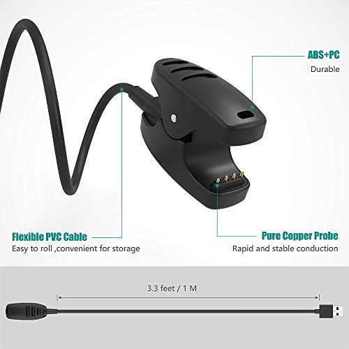 TUSITA Cargador para Suunto 3 Fitness, Suunto 5/5 Peak, Traverse, Kailash, Spartan Trainer, Ambit 1 2 3 - Cable de Carga USB Clip Cradle 100cm - Accesorios para Smartwatch