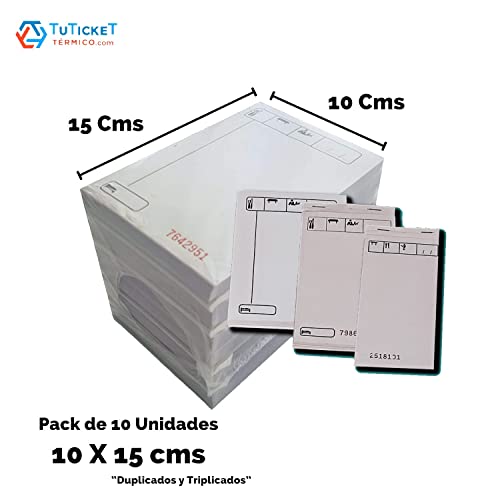 TuTickeT TÉRMICO.com - Comandero Hostelería 10x15 cm Duplicado. Pack de 10 Talonarios de 2 Hojas para Camareros donde Anotar las Comandas del Restaurante (10 uds)