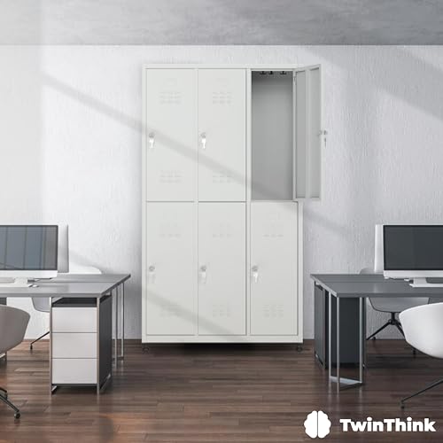 TwinThink Taquillas Vestuario. 190 x 97 x 40 cm Taquillas Metalicas de 6 Puertas Taquilla Metalica con Llave Taquillas Vestuario Metalicas