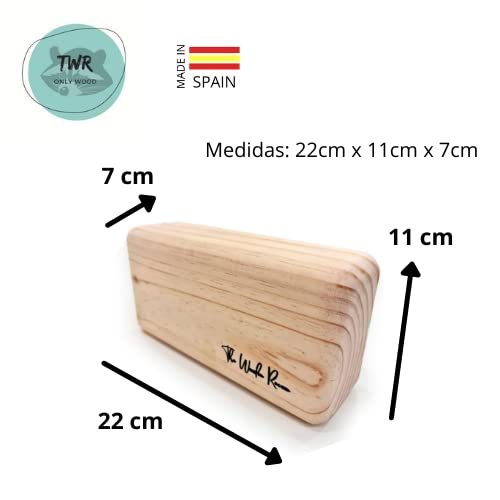 TWR ® - Bloque Yoga madera - Realizado 100% madera natural de pino insignis hecho en ESPAÑA. Taco Yoga o Ladrillo Yoga ecológico para Pilates, Meditación y Mindfulness- Tacto NATURAL.