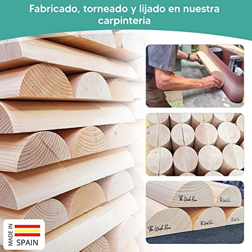 TWR ®-Tronco propioceptivo con insuflador Winner FLOW. FABRICACIÓN PROPIA. En 1 sola pieza. Medidas oficiales 49.5 x 17 x 7,5 en madera de pino, para hipopresivos, 5p, eutonia, woodroller, logsurf