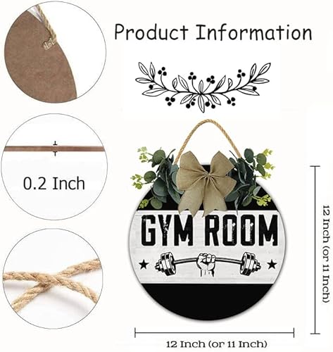 TYmall Letrero de bienvenida de madera para puerta delantera, gimnasio, sala de regalo, granja, gimnasio, sala de madera, letrero colgante de pared, decoración del hogar, 28 cm