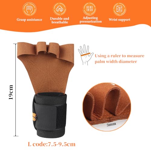 Tyzourib 1 Parr Guantes Gimnasio Hombre y Mujer Guantes de Entrenamiento Abiertos con Muñequera Antideslizante Calleras para Crossfit Guantes de Gym para Levantamiento de Pesas Culturismo Peso Muert-L