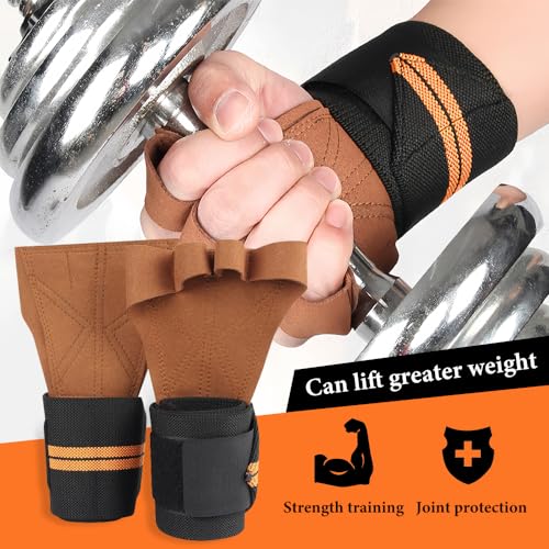 Tyzourib 1 Parr Guantes Gimnasio Hombre y Mujer Guantes de Entrenamiento Abiertos con Muñequera Antideslizante Calleras para Crossfit Guantes de Gym para Levantamiento de Pesas Culturismo Peso Muert-L