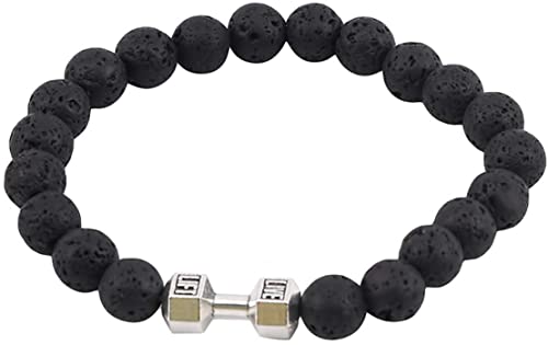 U-M Pulsera con Cuentas de Personalidad, Pulsera con Mancuernas de Piedra volcánica, joyería para Mujeres y Hombres  Durable y Atractivo