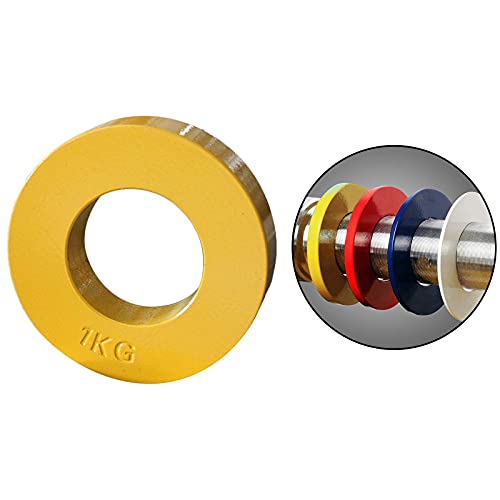 U/D Placa olímpica de peso fraccional 0.5 lb~/2.2 lb de barras olímpicas de entrenamiento de fuerza Micro carga Fracción de peso disco para superar mesetas (amarillo 1 kg)