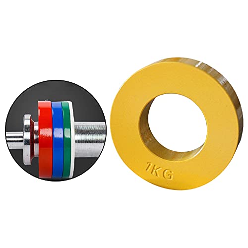 U/D Placa olímpica de peso fraccional 0.5 lb~/2.2 lb de barras olímpicas de entrenamiento de fuerza Micro carga Fracción de peso disco para superar mesetas (amarillo 1 kg)