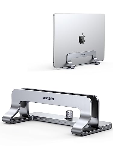 UGREEN Soporte Vertical para Laptop 15,6", Soporte Portátil de Aluminio Ajustable 12-25mm, Soporte para Computadora Portatil de Mesa Compatible con MacBook Pro/Air, Matebook, Lenovo, HP, iPad Plata