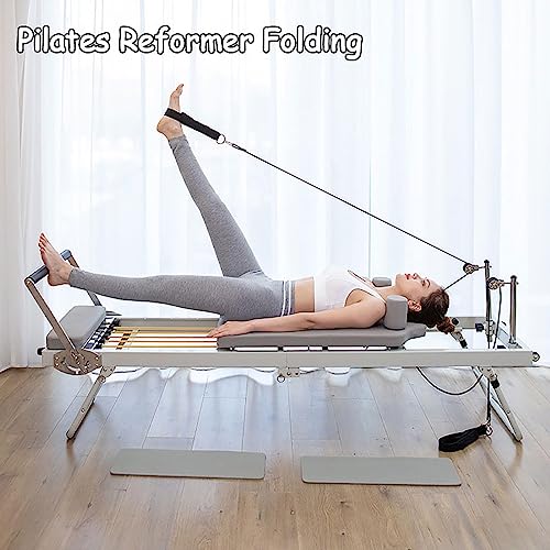 UIHECTA MáQuina Reformadora De Pilates, Equipo De MáQuina De Pilates Plegable para Casa, Adecuado para Principiantes Y Usuarios Intermedios