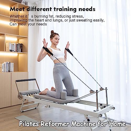 UIHECTA MáQuina Reformadora De Pilates, Equipo De MáQuina De Pilates Plegable para Casa, Adecuado para Principiantes Y Usuarios Intermedios