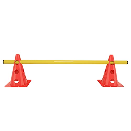 UISEBRT Juego de 6 obstáculos para entrenamiento de coordinación para niños y perros, 12 conos y 6 barras, cono multifunción, altura: 32 cm, barra: 100 cm