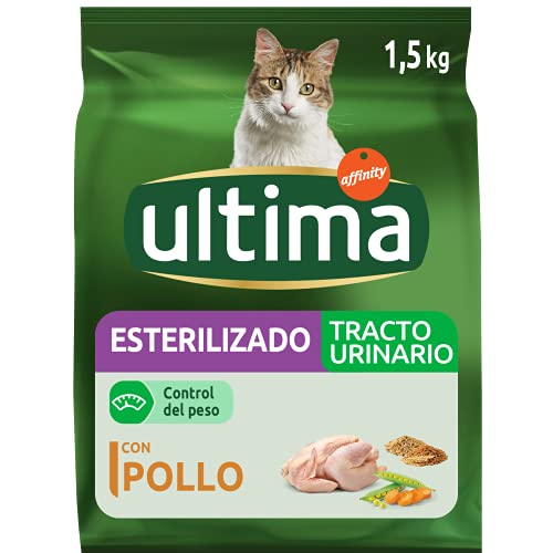 Ultima Esterilizado Tracto Urinario Pollo, Comida seca para gatos, Pack de 4 x 1,5kg, Total 6kg