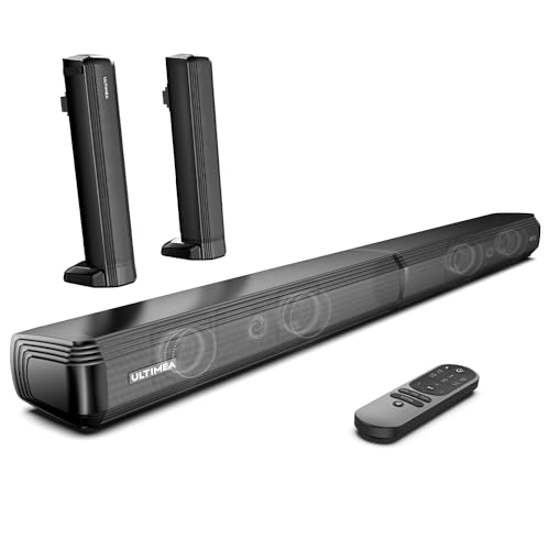 ULTIMEA 2.2ch Barras de Sonido para TV, 2 en 1 Barra de Sonido Desmontable para TV, Bluetooth 5.3 TV Sound Bar, 3 Modos de Ecualización y Graves Ajustables Altavoces de TV, ARC/óptico/Aux, Apollo S40