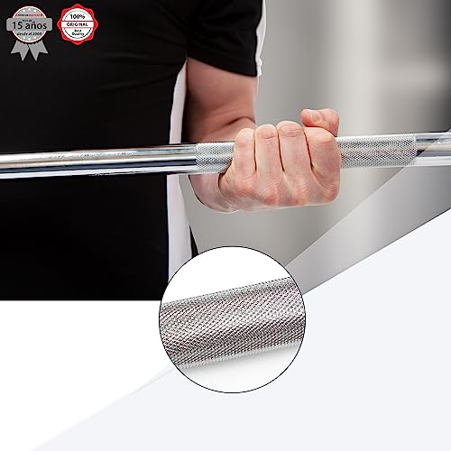 Ultrasport Barra larga para pesas, para usar en banco de musculación, jaula de potencia, barra larga con largo estándar 180 cm, compatible con discos estándar con agujero 30 mm