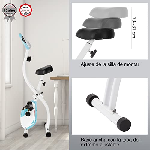 Ultrasport F-Bike 150, bicicleta estática, 8 niveles de resistencia, soporte para tableta, sensores de pulso de mano, plegable, ahorra espacio