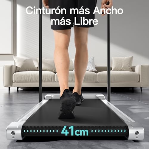 UMAY 2 en 1 Cinta de Correr Plegable Eléctrica, Passadeiras de Correr Dobrável, Velocidad Máxima 10 km/h, con Mando a Distancia y Pantalla led, Ultra Delgado y Silencioso para Hogar y Oficina, Blanco