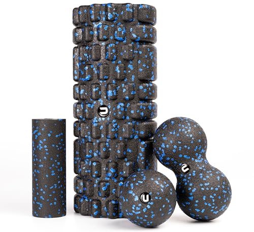 unycos - Kit de EPP 4 en 1, Rodillo de Masaje Muscular, Foam Roller Pequeño y Bolas de Masaje en Espuma EPP, Ideales para Ejercicios de Yoga, Pilates, Fitness, Recuperación Muscular