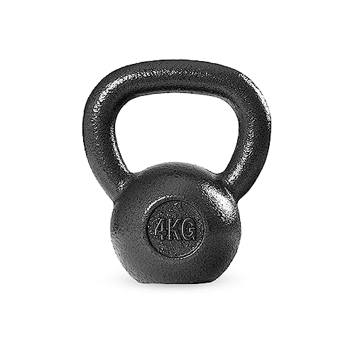 unycos - Pesa Rusa de 4 kg, Kettlebell de Hierro Fundido con Revestimiento Duradero, Mango Amplio para Ejercicios y Entrenamientos de Musculación, Culturismo y Fitness, Gimnasio en Casa