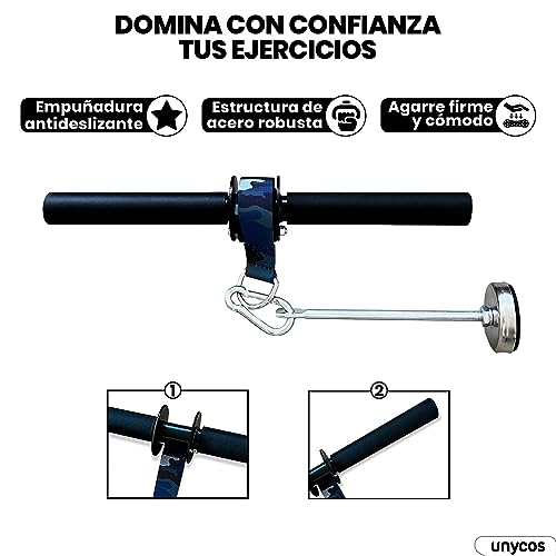 unycos - Rodillo de Acero para Muñeca y Antebrazo, Polea con Carga Máxima de 60 kg para Fortalecer Tríceps, Bíceps, Pectorales, Dorsales, Ejercitador de Brazos, Gimnasio en Casa, Fitness