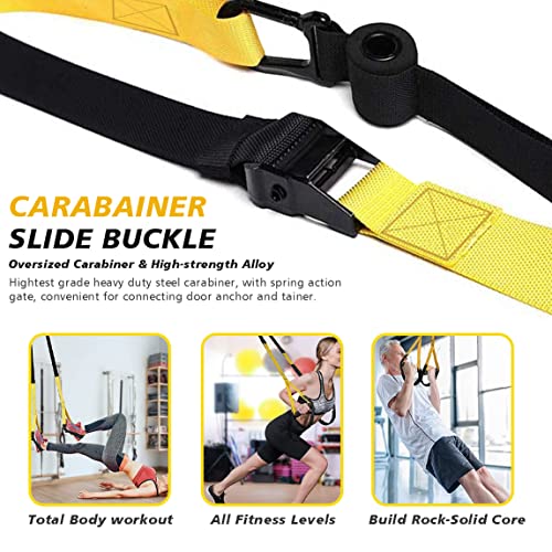 UONNER Kit de entrenamiento de suspensión, sistema de correa de entrenamiento para el cuerpo, kit de resistencia para el hogar con asas de entrenamiento