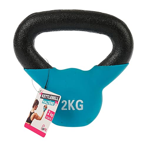 UPFIT - Mancuerna de 2 kg, Kettlebell - A la unidad - Agarre fácil y cómodo - Forma estudiada para poder realizar diferentes ejercicios versátiles - Hecho de hierro fundido para resistencia confiable