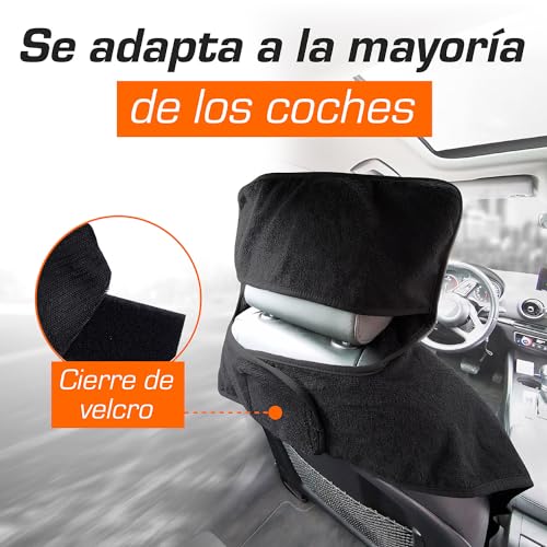 Upgrade4cars Funda de Asiento Delantero para Coche Anti-Sudor Negro | Cubre-Asiento Universal en Algodón Anticalor | Protector Asientos Delanteros Transpirable per Verano