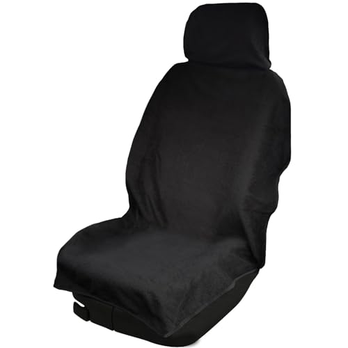 Upgrade4cars Funda de Asiento Delantero para Coche Anti-Sudor Negro | Cubre-Asiento Universal en Algodón Anticalor | Protector Asientos Delanteros Transpirable per Verano