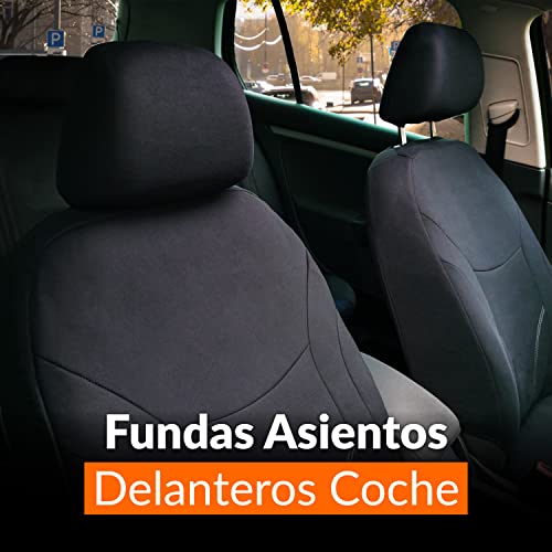 Upgrade4cars Fundas Asientos Delanteros Coche Universales Negro | Protector de Asiento Delantero para Conductor y Copiloto | Accesorios Interior para Mujer y Hombre