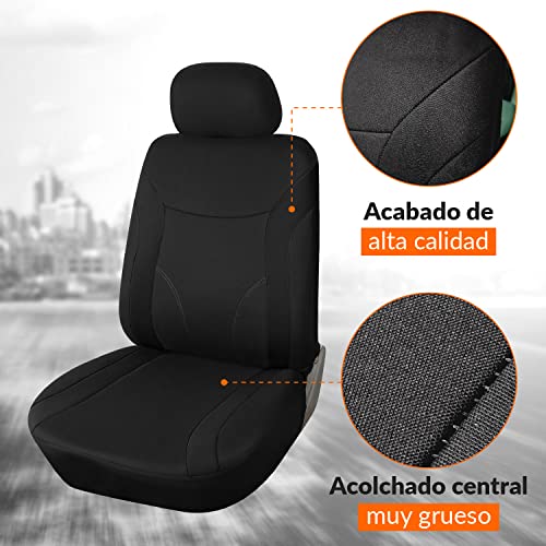 Upgrade4cars Fundas Asientos Delanteros Coche Universales Negro | Protector de Asiento Delantero para Conductor y Copiloto | Accesorios Interior para Mujer y Hombre