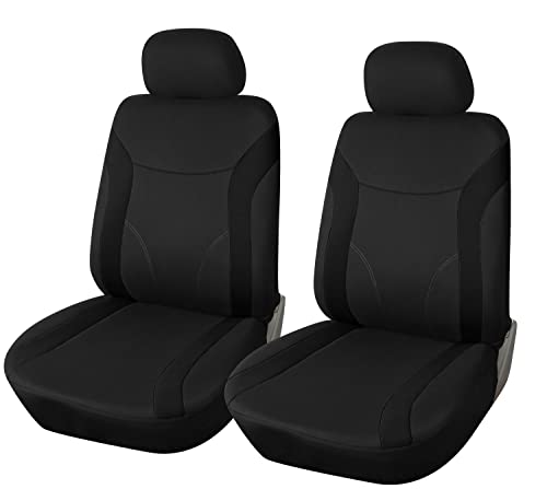 Upgrade4cars Fundas Asientos Delanteros Coche Universales Negro | Protector de Asiento Delantero para Conductor y Copiloto | Accesorios Interior para Mujer y Hombre