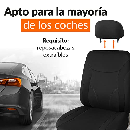 Upgrade4cars Fundas Asientos Delanteros Coche Universales Negro | Protector de Asiento Delantero para Conductor y Copiloto | Accesorios Interior para Mujer y Hombre