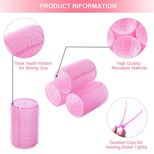 URAQT 42pcs Kit Rulos Pelo Grandes sin Calor con 36 Bigudies Autoadhesivas y 6 Pinzas, Hair Rollers Auto Agarre, Rizador de Peluqueria Salón y Hogar