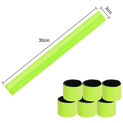 URAQT Bandas Reflectoras, 12PCS Brazalete Reflectante Altamente Reflexivo, Bandas de Muñeca/Tobillo, Blanco Banda de Seguridad Reflectantes a Presión, Bandas de Neón para Running, Ciclismo, Niños