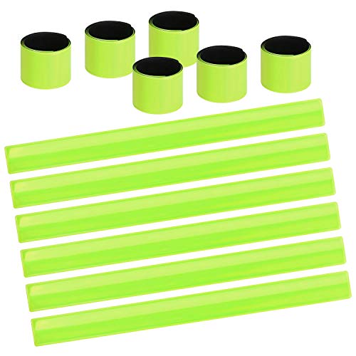 URAQT Bandas Reflectoras, 12PCS Brazalete Reflectante Altamente Reflexivo, Bandas de Muñeca/Tobillo, Blanco Banda de Seguridad Reflectantes a Presión, Bandas de Neón para Running, Ciclismo, Niños