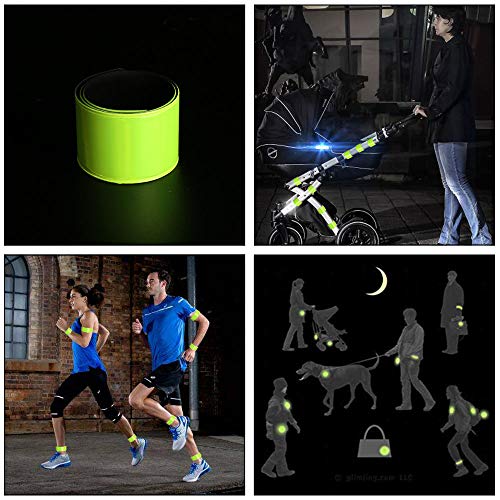 URAQT Bandas Reflectoras, 12PCS Brazalete Reflectante Altamente Reflexivo, Bandas de Muñeca/Tobillo, Blanco Banda de Seguridad Reflectantes a Presión, Bandas de Neón para Running, Ciclismo, Niños