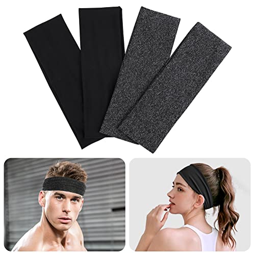 URAQT Cinta Pelo Deporte Hombre, 4pcs Diadema Deportiva Elástica Durable, Cinta Sudor Cabeza Hombre Entrenamiento, Diadema Hombre y Mujer para Yoga, Fitness, Correr, Ciclismo Gimnasia, Atletismo