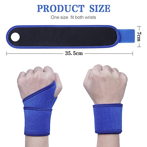 URAQT Muñequera Tunel Carpiano, 2pcs Ajustable Muñequera Transpirable, Neopreno Muñequeras Deportivas, Soporte de Muñeca para Musculación, Boxeo, Calistenia, Gym, Previene Tendinitis, Unisex(Azul)